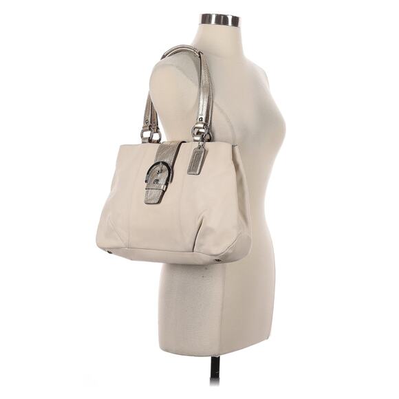 Coach Soho Cream Leather East West Tote Shoulder Bag Gold Trim - Picture 2 of 9